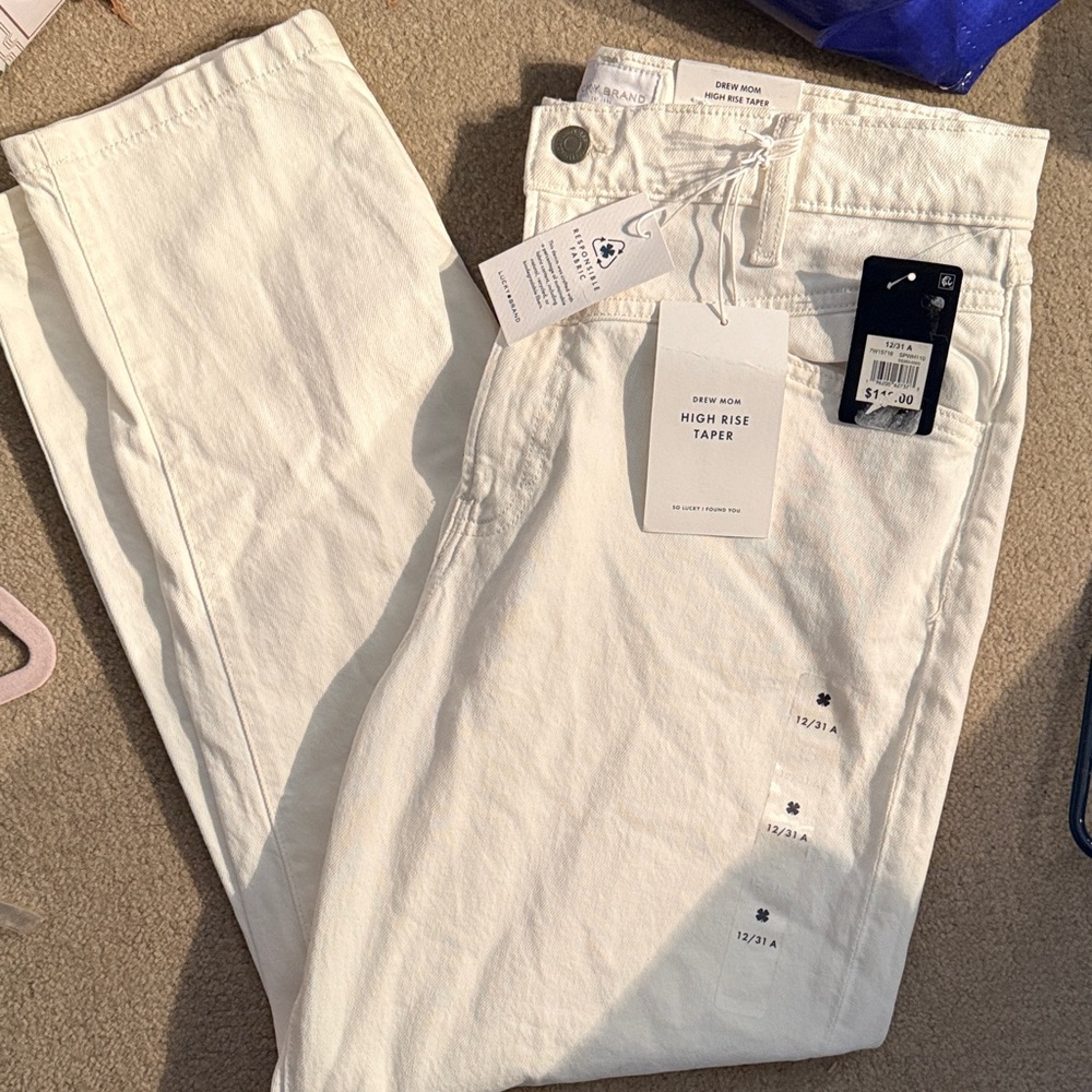 Lucky Brand Women’s White High-Rise Taper Jeans